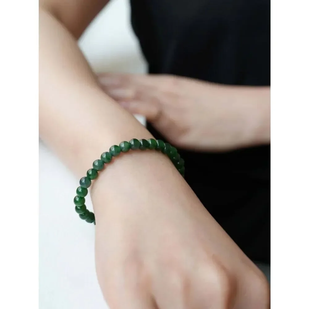 Stretch Bracelet Natural Green Zoisite 6mm Beads Symbolizing Vitality Prosperity